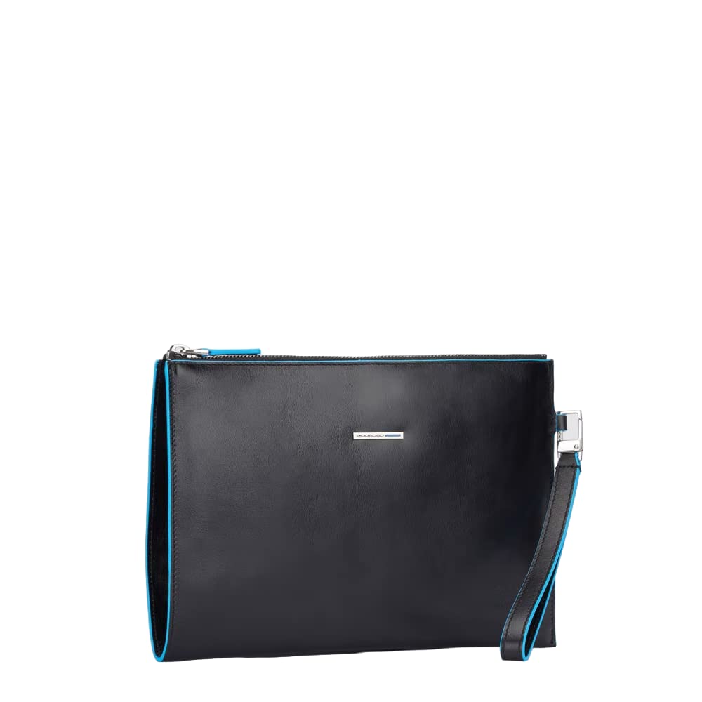 PIQUADRO - Pochette in pelle sottile Blue Square Nera