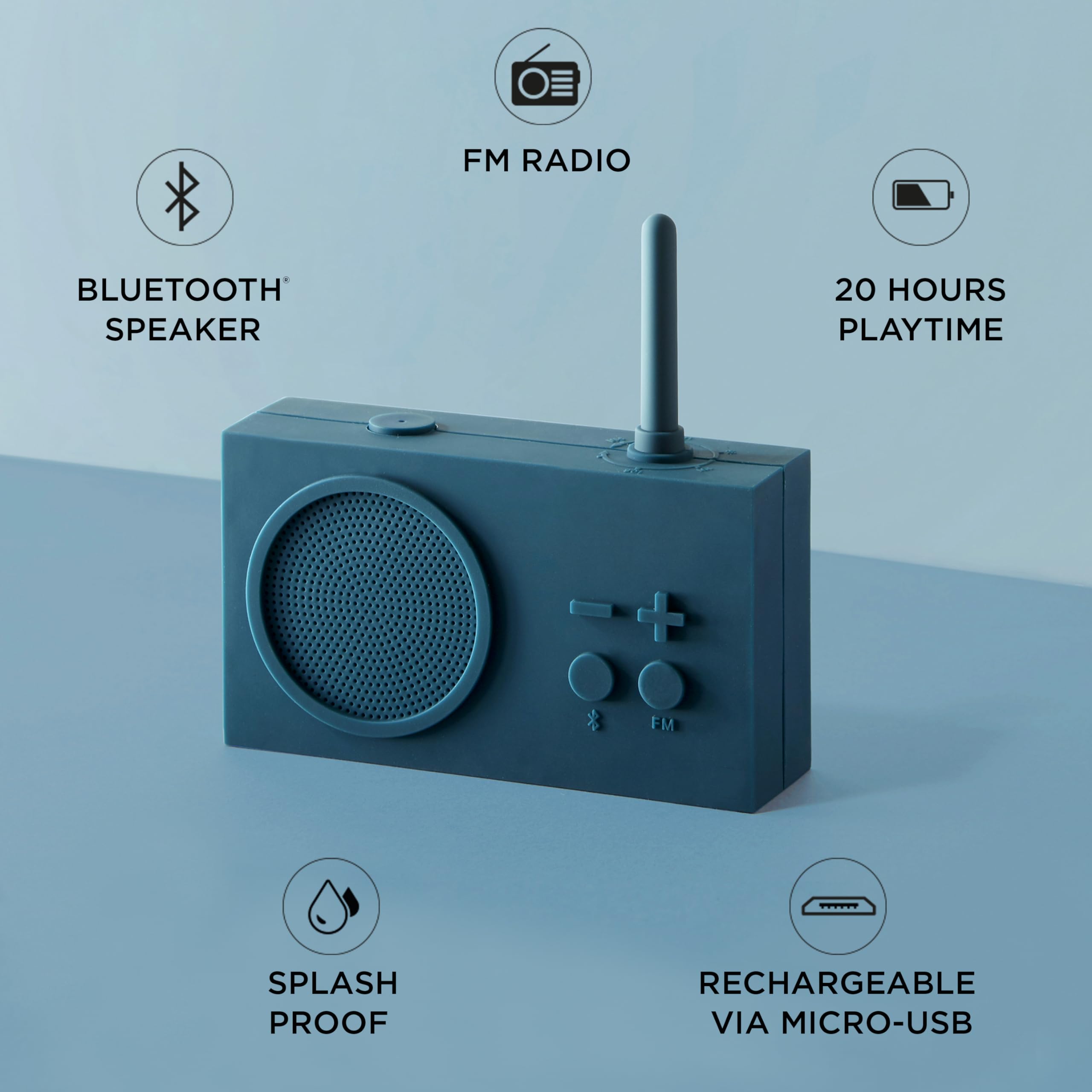 LEXON - Radio Impermeabile e Speaker Bluetooth TYKHO 3 Blu