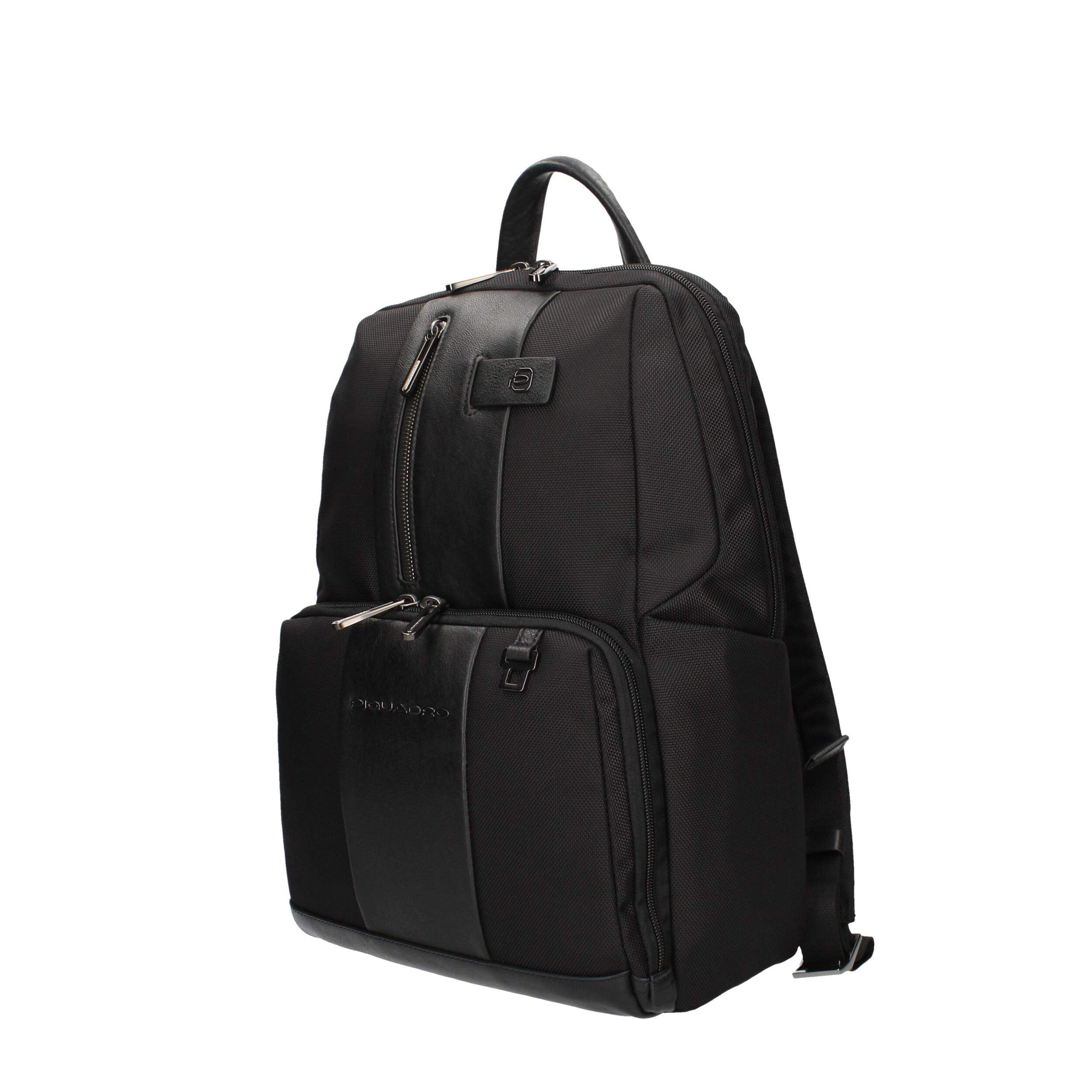 PIQUADRO - Zaino medio porta pc 14 in tessuto linea Brief Nero