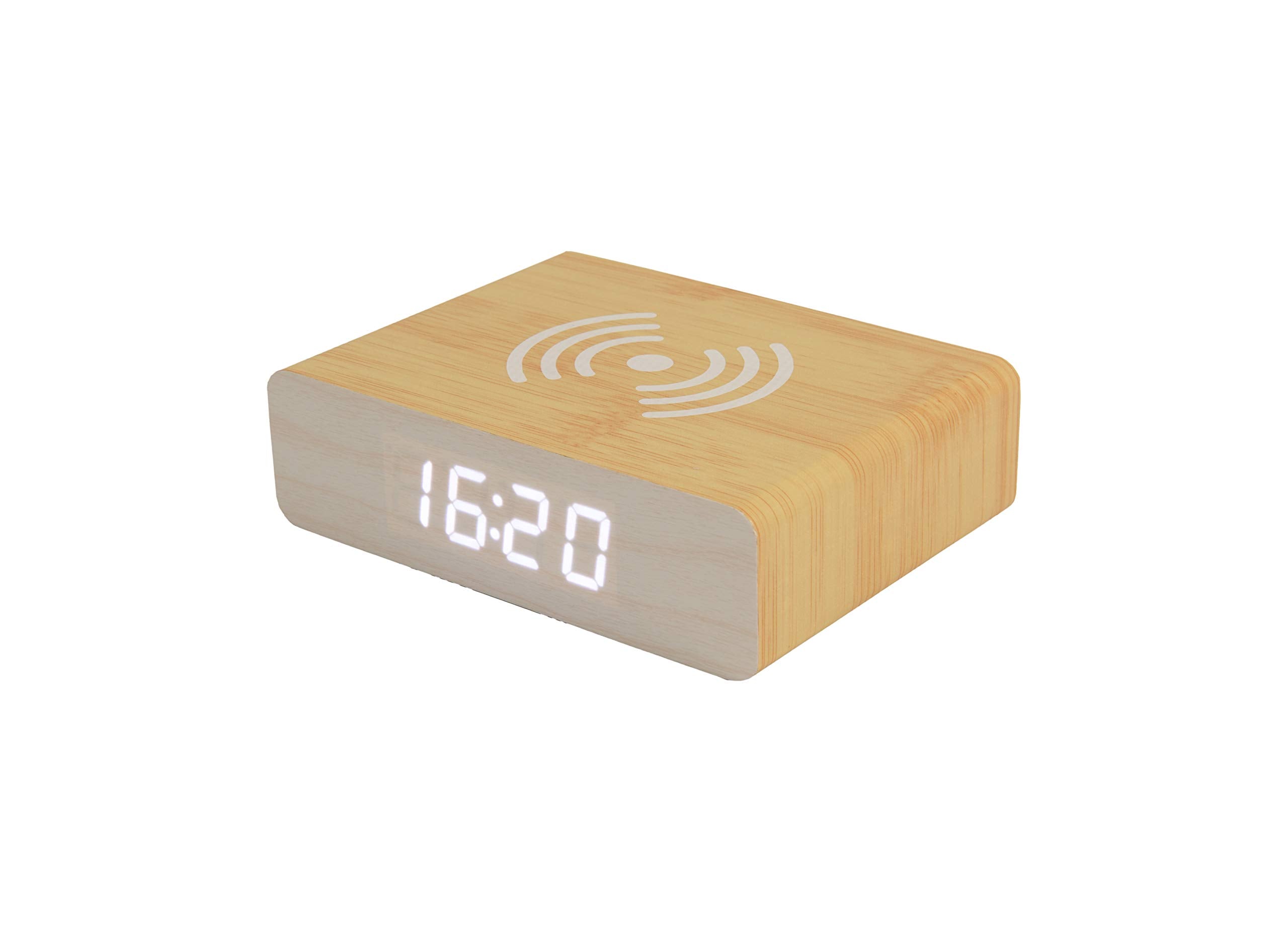 FISURA - Sveglia con ricarica wireless Legno Chiaro Beige