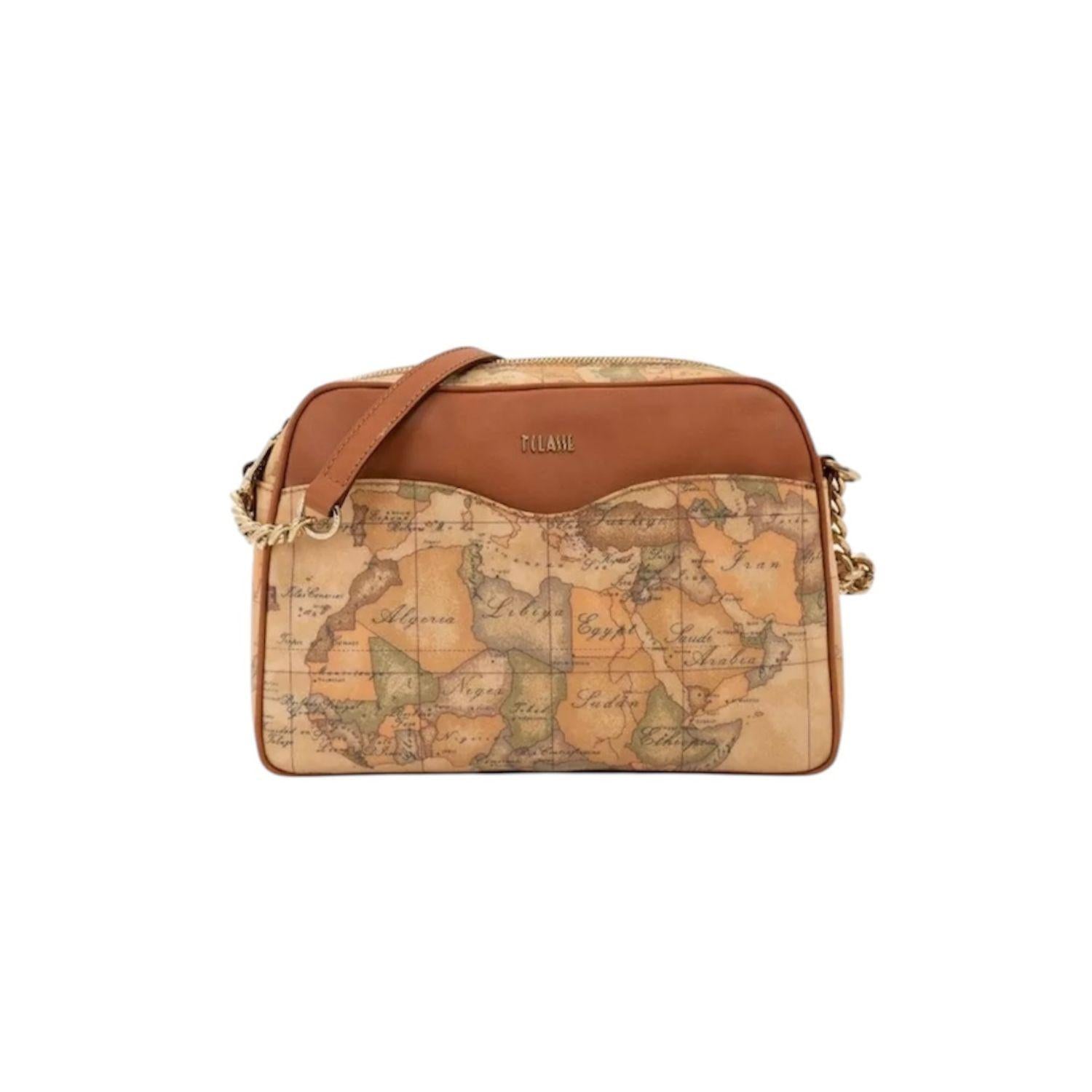 ALVIERO MARTINI 1? CLASSE - Borsa con tracolla in metallo e zip Geo Classic D094 Beige