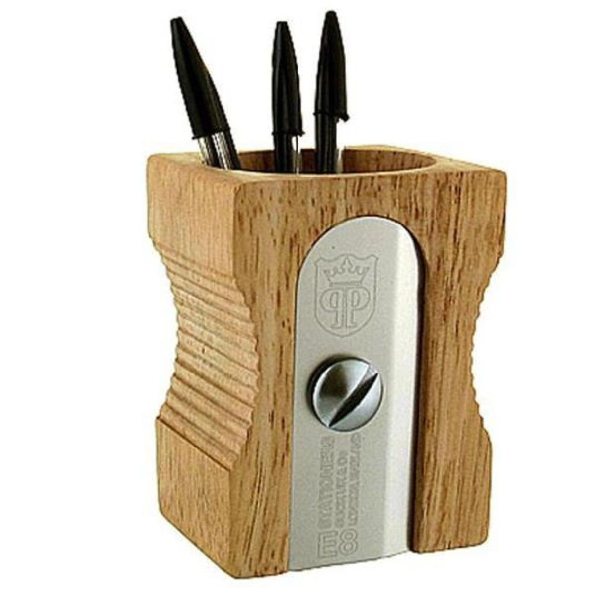 SUCK UK - Porta penne in legno e acciaio, Beige