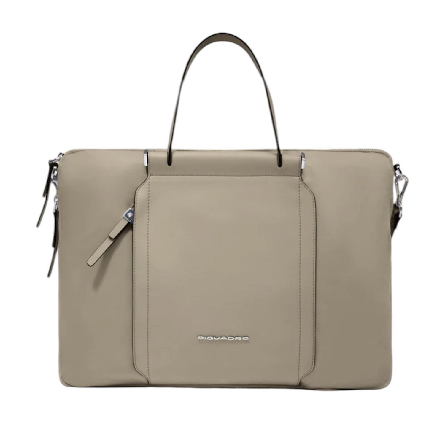 PIQUADRO - Borsa da lavoro donna in tessuto e pelle espandibile W92T, Beige