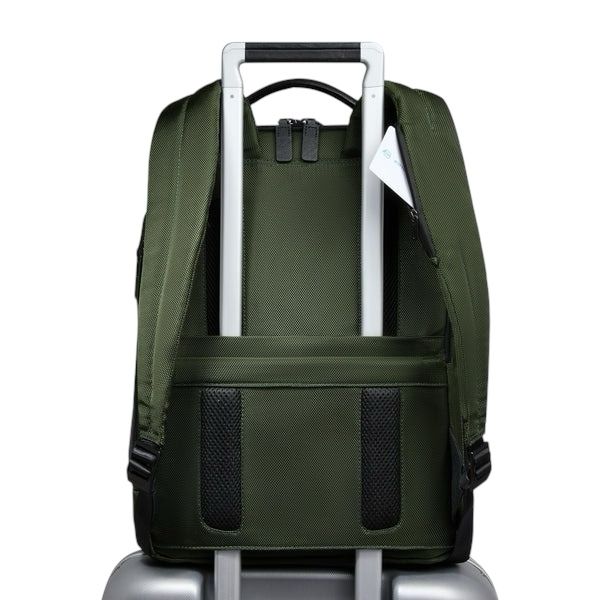 PIQUADRO - Zaino uomo porta pc 15,6" in tessuto riciclato, Verde