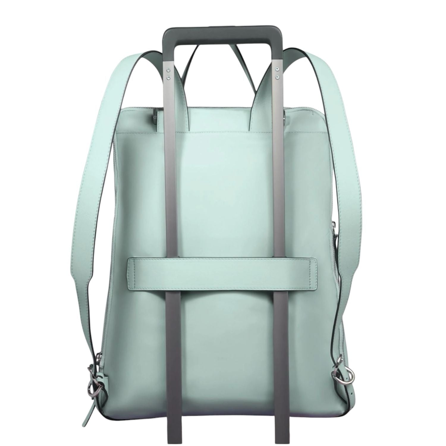 PIQUADRO - Zaino donna porta pc 15,6" espandibile in tessuto e pelle, Verde Acqua