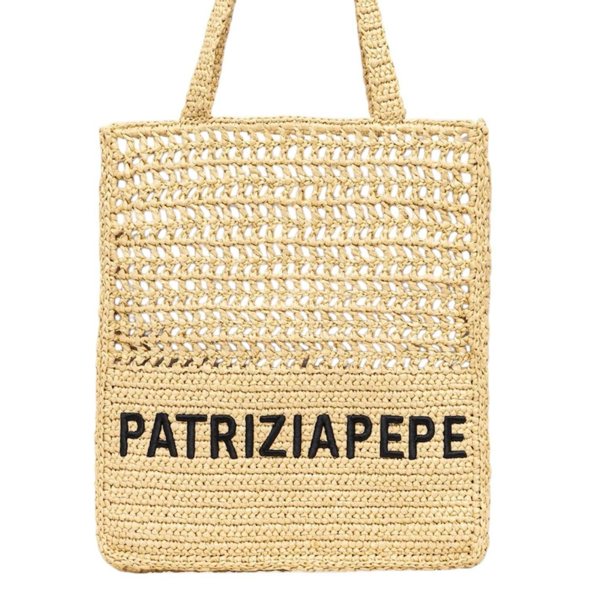 PATRIZIA PEPE - Borsa tote bag intrecciata con logo, Naturale