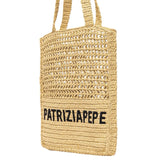 PATRIZIA PEPE - Borsa tote bag intrecciata con logo, Naturale