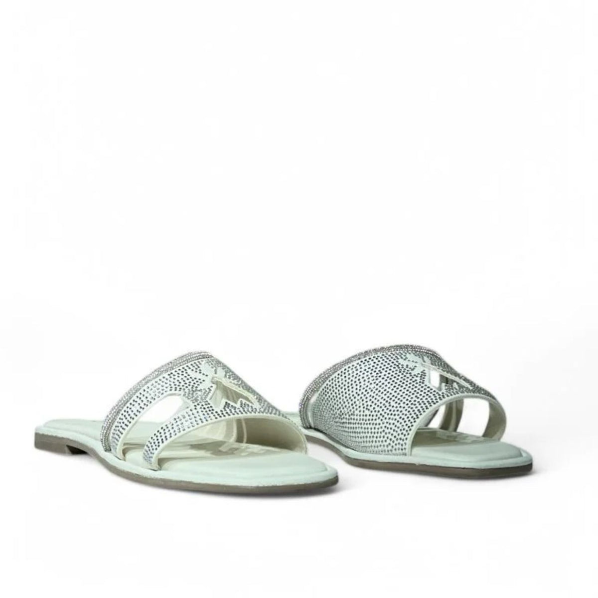 PATRIZIA PEPE - N 39 Ciabattina in pelle con strass, Bianco