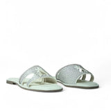 PATRIZIA PEPE - N 40 Ciabattina in pelle con strass, Bianco