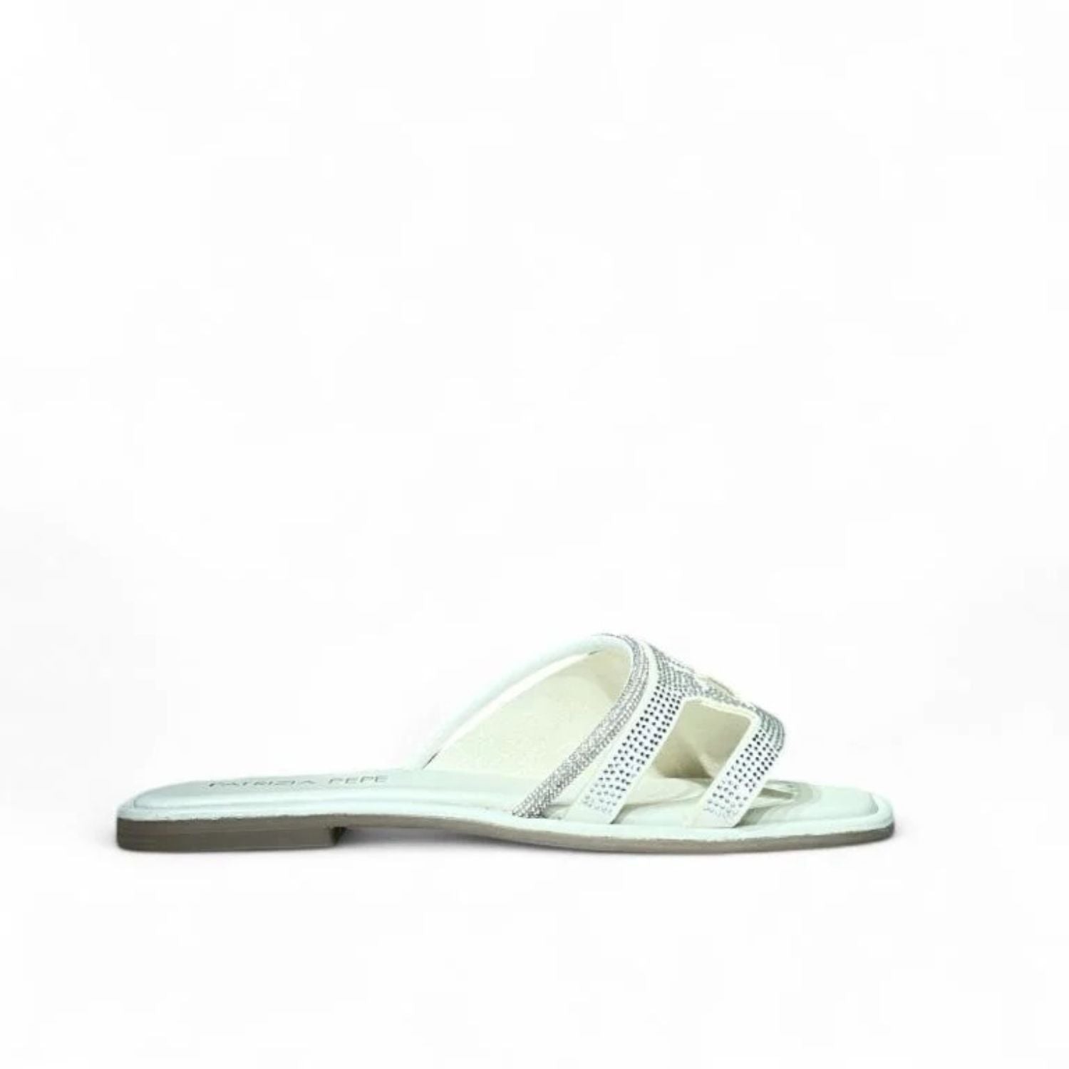 PATRIZIA PEPE - N 39 Ciabattina in pelle con strass, Bianco