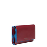 PIQUADRO - Portafoglio donna piccolo con porta monete laterale Blue Square, Rosso