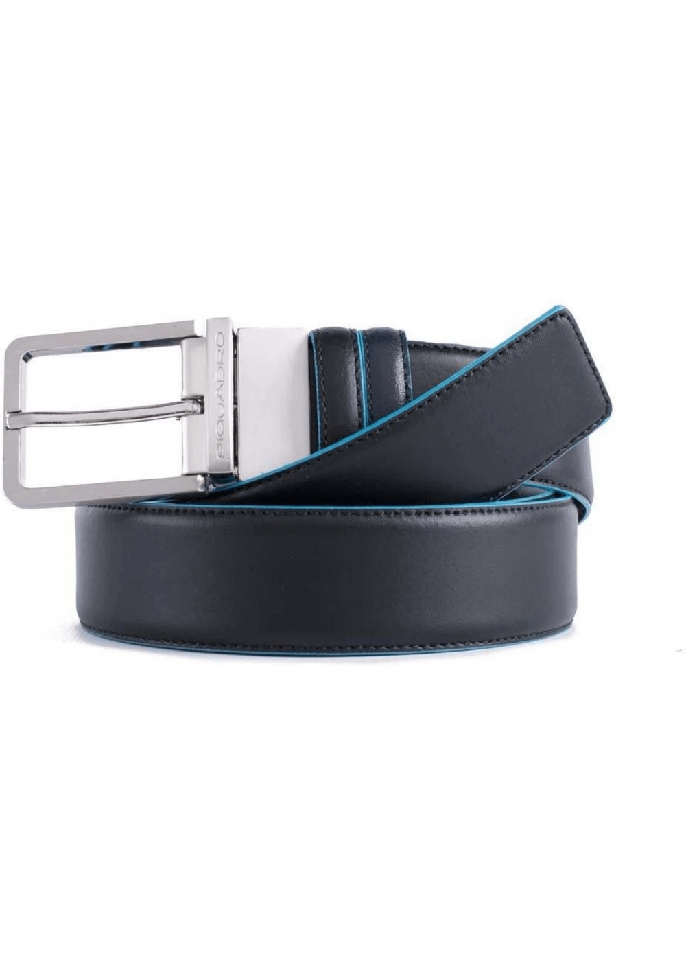 PIQUADRO - Cintura reversibile con fibbia ad ardiglione in pelle B2 Blue Square Nero/Blu outlet online Gift42 Boutique Rimini