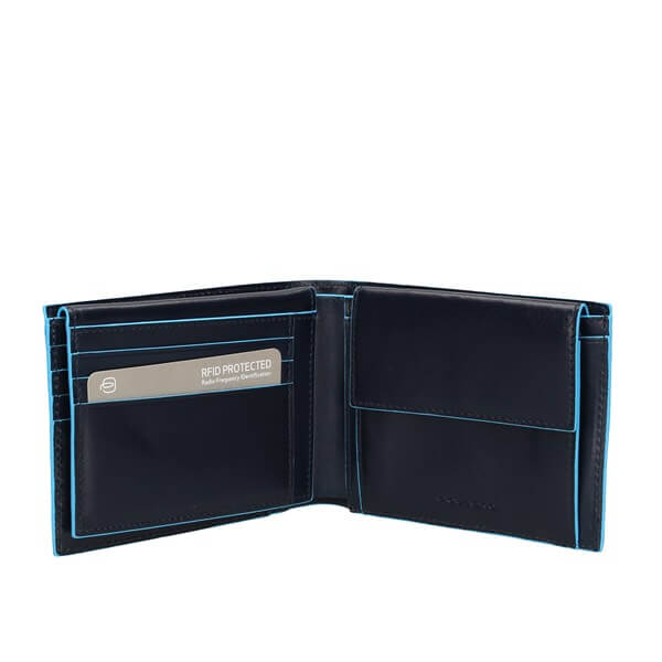 PIQUADRO - Portafoglio uomo con portamonete Blue Square - Blu outlet online Gift42 Boutique Rimini