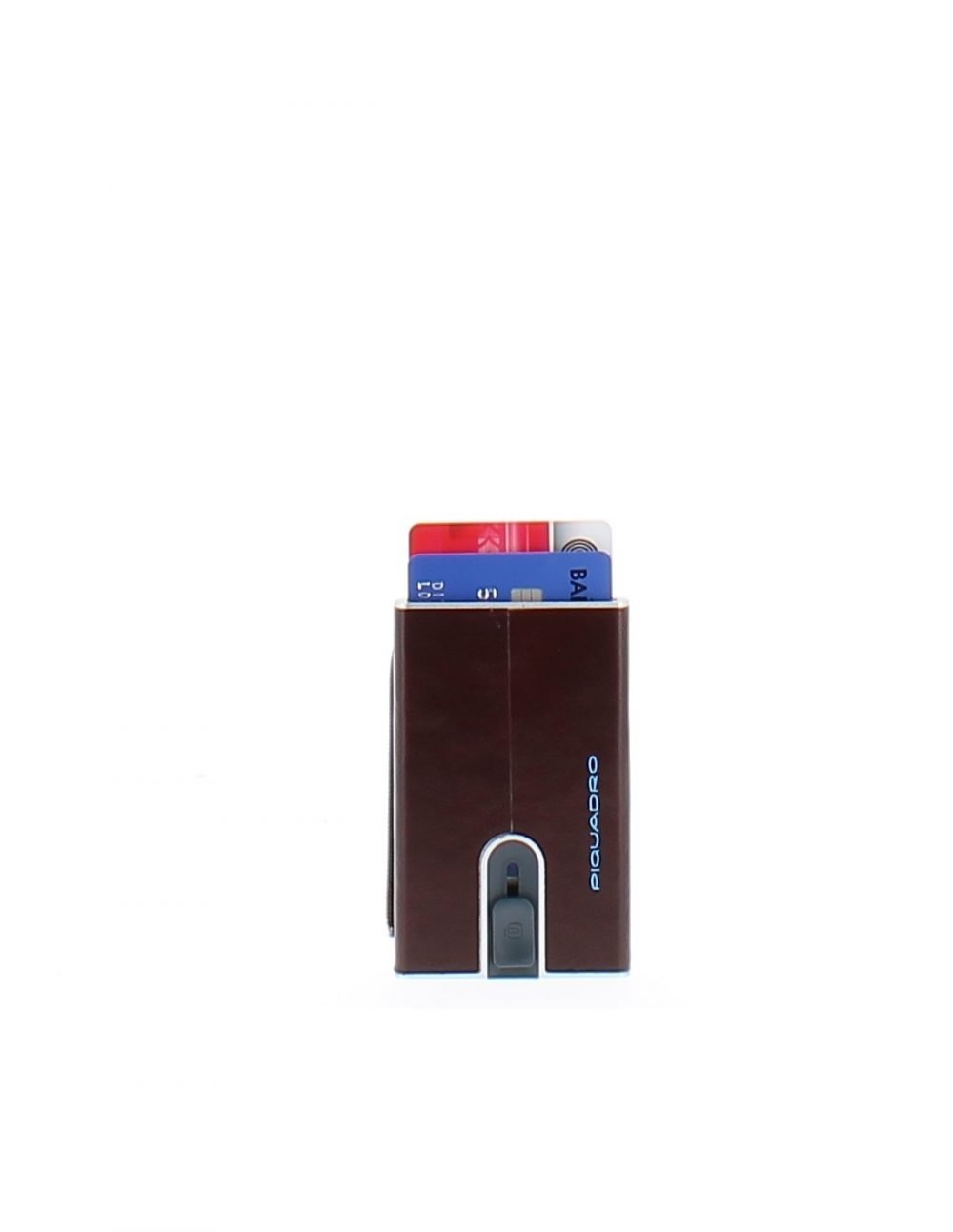 PIQUADRO - Compact wallet per carte di credito con sliding sy Blue Square - Mogano outlet online Gift42 Boutique Rimini